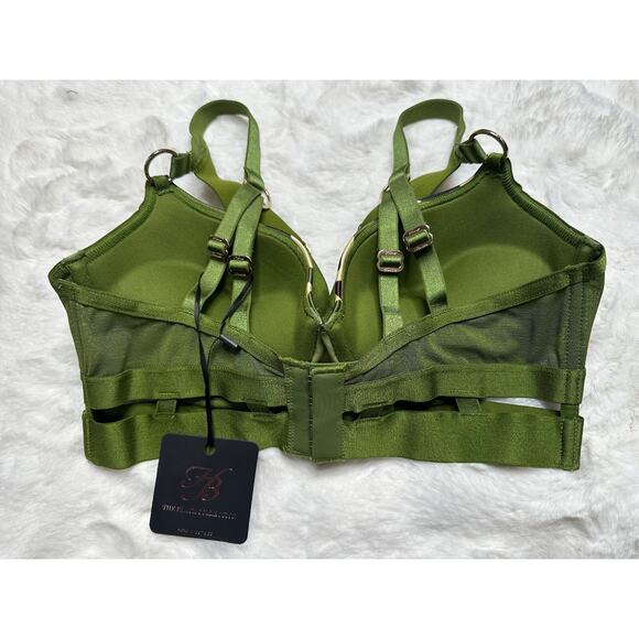 RARE🔥 Honey Birdette ELVIS💚 Green Camo Camouflage Bra 34D - Picture 2 of 2
